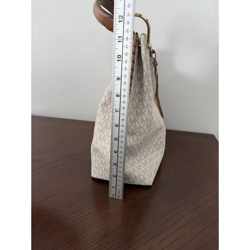 Michael Kors Shoulder Bag Joan Large Slouchy Vanilla Pebbled Leather AUTHENTIC - Picture 12 of 16